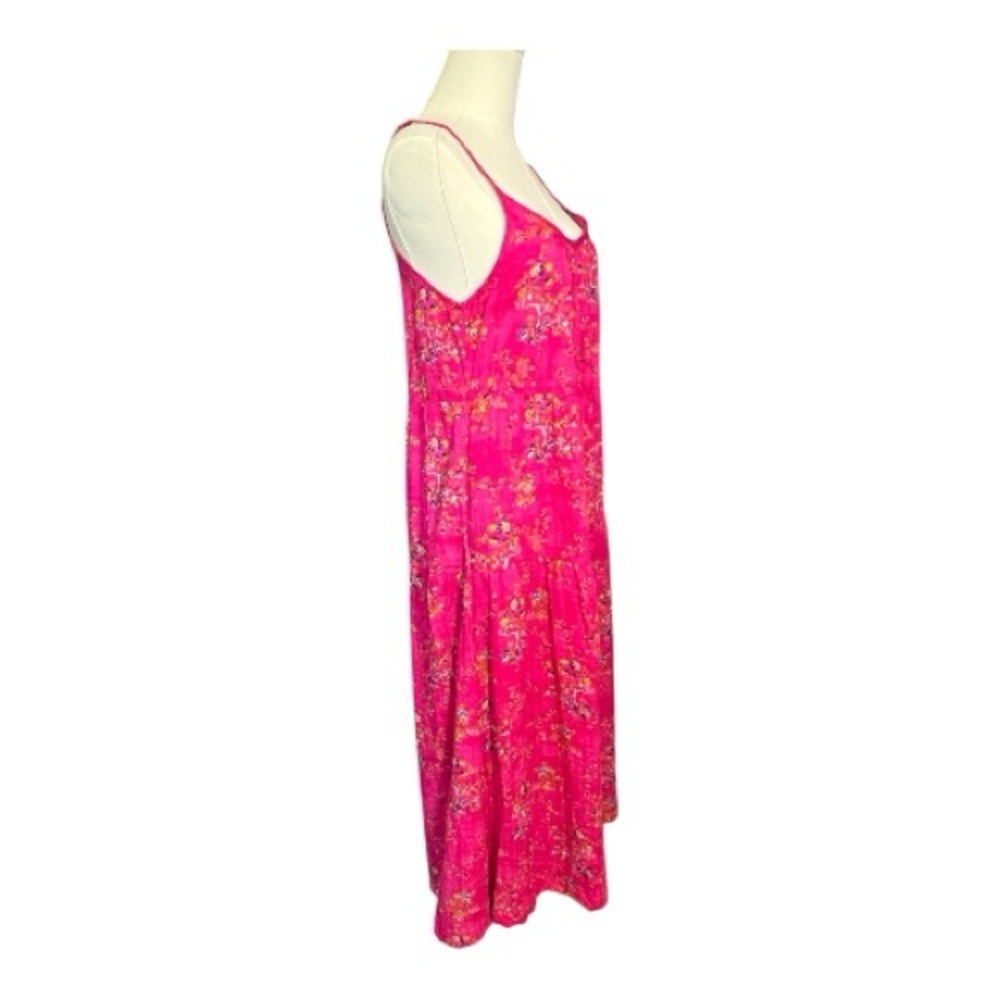 🆕 NWOT women’s hot pink multicolor floral tiered maxi dress | pockets | size S - Picture 4 of 9